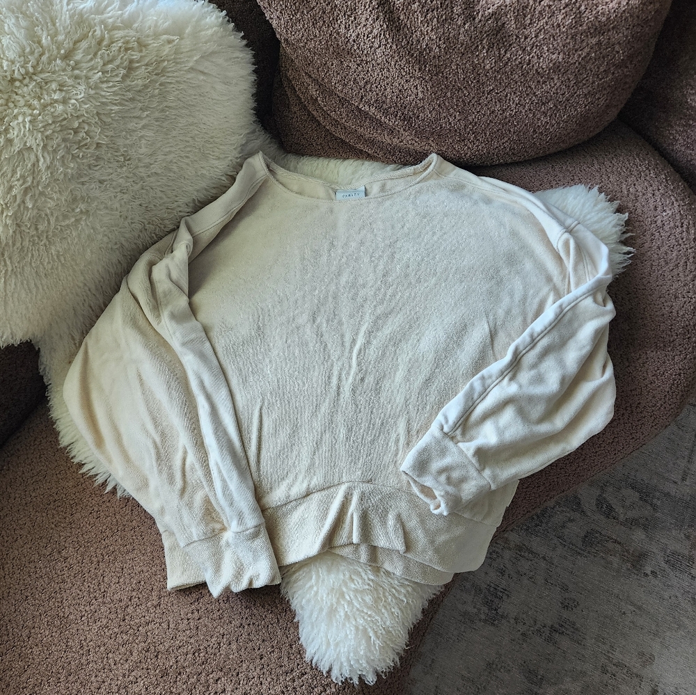 Varley Cream Terry Cloth Sweatshirt